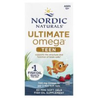 Ultimate Omega®, рыбий жир для подростков, для детей от 12 лет, со вкусом клубники, 60 миникапсул — Nordic Naturals