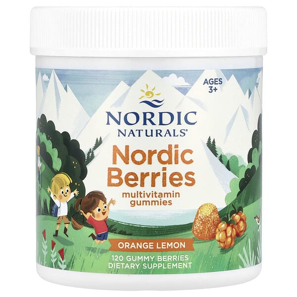 nor30120_v_66.jpg Nordic Berries, мультивитаминные жевательные мармеладки, для детей от 3 лет, апельсин и лимон, 120 жевательных ягод — Nordic Naturals