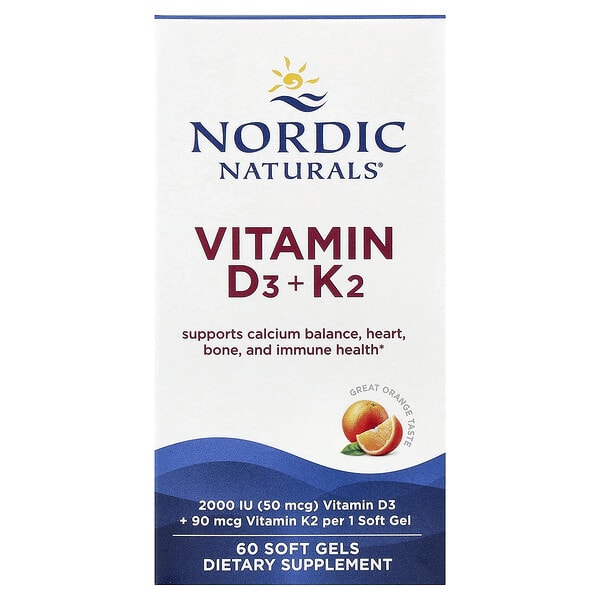 nor31165_v_44.jpg Vitamin D3 + K2, Great Orange, 60 Soft Gels — Nordic Naturals