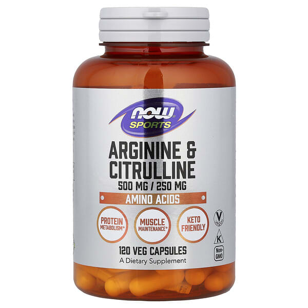 now00037_v_54.jpg Sports, аргинин и цитруллин, 120 вегетарианских капсул — NOW Foods