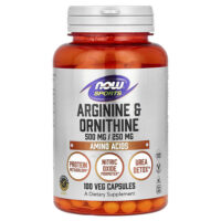 Sports, аргинин и орнитин, 100 растительных капсул — NOW Foods