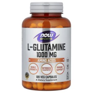 Sports, L-глютамин, 1000 мг, 120 растительных капсул — NOW Foods