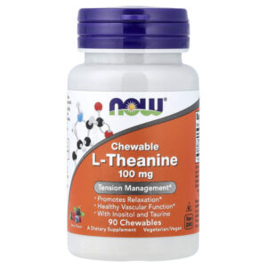 жевательный L-теанин, с ягодным вкусом, 90 жевательных таблеток — NOW Foods