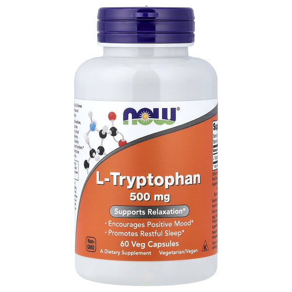 now00166_v_30.jpg L-триптофан, 500 мг, 60 растительных капсул — NOW Foods