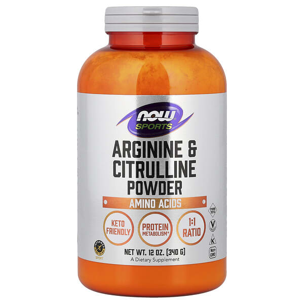 now00204_v_42.jpg Sports, аргинин и цитруллин в форме порошка, 340 г (12 унций) — NOW Foods