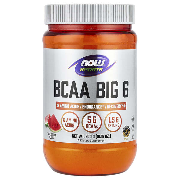 now00212_v_12.jpg Sports, BCAA Big 6, арбуз, 600 г (21,16 унции) — NOW Foods