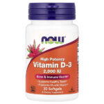 витамин D3, 2000 МЕ, 30 капсул — NOW Foods