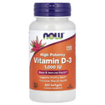 витамин D3, высокоэффективный, 1000 МЕ, 360 капсул — NOW Foods