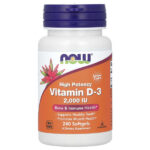 витамин D3, высокоактивный, 2000 МЕ, 240 капсул — NOW Foods