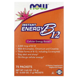 Instant Energy B12, 75 пакетиков, по 1 г (0,035 унции) — NOW Foods