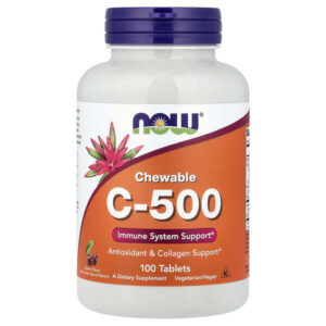 C-500, жевательные таблетки, с вишневым вкусом, 100 таблеток — NOW Foods