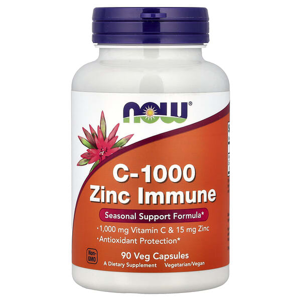 now00694_v_38.jpg C-1000 Zinc Immune, витамин C и цинк для иммунитета, 90 растительных капсул — NOW Foods