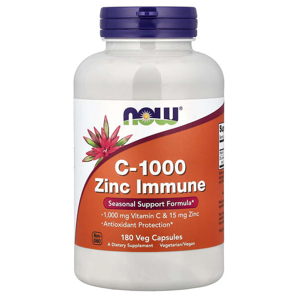 now00695_v_47.jpg C-1000 Zinc Immune, витамин C и цинк для иммунитета, 180 растительных капсул — NOW Foods