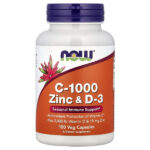 Цинк C-1000 и D-3, 100 растительных капсул — NOW Foods