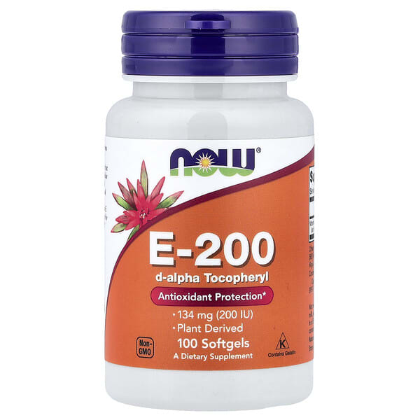 now00825_v_38.jpg E-200, 134 мг (200 МЕ), 100 мягких таблеток — NOW Foods