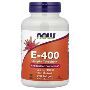 натуральный витамин E-400, 268 мг, 250 капсул — NOW Foods