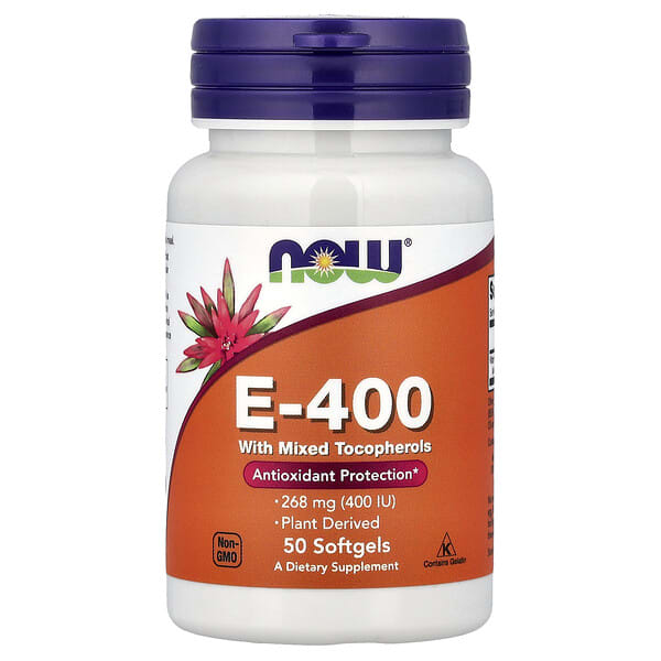now00890_v_39.jpg E-400, 268 мг (400 МЕ), 50 мягких таблеток — NOW Foods