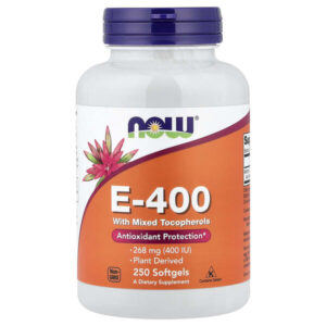 витамин E-400 со смешанными токоферолами, 268 мг (400 МЕ), 250 капсул — NOW Foods
