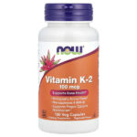 Витамин K2, 100 мкг, 100 растительных капсул — NOW Foods