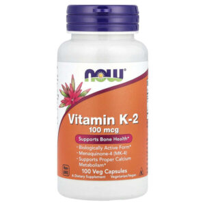 Витамин K2, 100 мкг, 100 растительных капсул — NOW Foods
