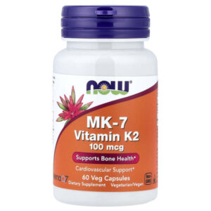 MK-7, витамин K2, 100 мкг, 60 вегетарианских капсул — NOW Foods