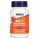 MK-7, витамин K2, 300 мкг, 60 вегетарианских капсул — NOW Foods