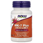 MK-7 Plus с K1 и MK-4, 90 растительных капсул — NOW Foods