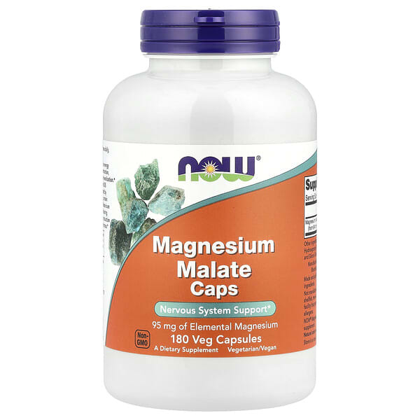 now01303_v_47.jpg малат магния в капсулах, 95 мг, 180 растительных капсул — NOW Foods
