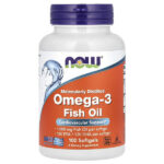 рыбий жир с омега-3, 1000 мг, 180 ЭПК, 120 ДГК, 100 капсул — NOW Foods