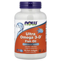 Ultra Omega 3-D™, рыбий жир с омега-3, 90 капсул из рыбьего желатина — NOW Foods