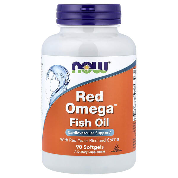 now01675_v_52.jpg рыбий жир Red Omega™ с красным ферментированным рисом и коэнзимом Q10, 90 капсул — NOW Foods