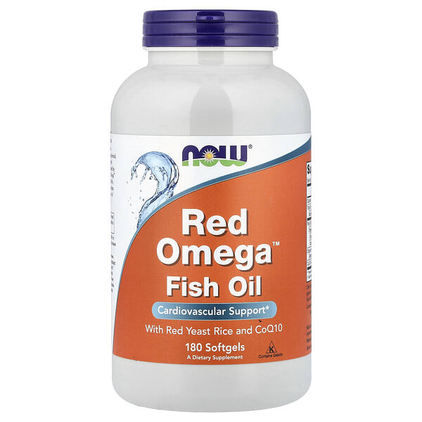 now01676_v_54.jpg Red Omega™, рыбий жир с красным ферментированным рисом и коэнзимом Q10, 180 капсул — NOW Foods