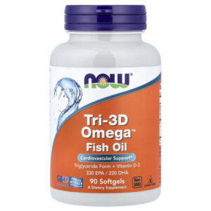 Tri-3D Omega™, рыбий жир с омега-3, 90 капсул — NOW Foods