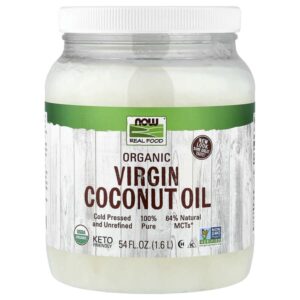 Real Food, органическое кокосовое масло первого отжима, 1,6 л (54 жидк. унции) — NOW Foods