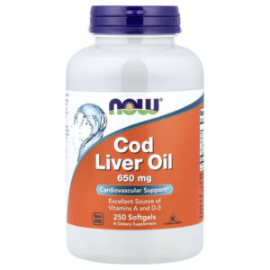Cod Liver Oil, 650 мг, 250 мягких желатиновых капсул — NOW Foods