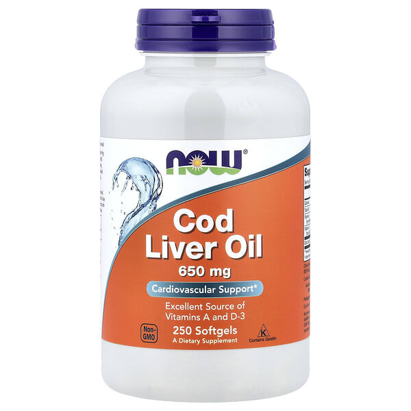 now01742_v_63.jpg Cod Liver Oil, 650 мг, 250 мягких желатиновых капсул — NOW Foods