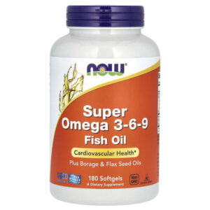 Super Omega 3-6-9, добавка с омега-3-6-9, 180 капсул — NOW Foods