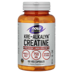 Sports, креатин Kre-Alkalyn®, 120 растительных капсул (750 мг в 1 капсуле) — NOW Foods