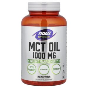 Sports, масло MCT, 1000 мг, 150 капсул — NOW Foods