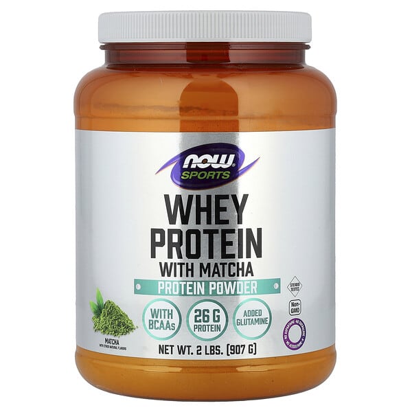 now02213_v_8.jpg Sports, сывороточный протеин в порошке, матча, 907 г (2 фунта) — NOW Foods