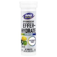 Sports, Effer-Hydrate, лимон и лайм, 10 таблеток, 51 г (1,8 унции) — NOW Foods