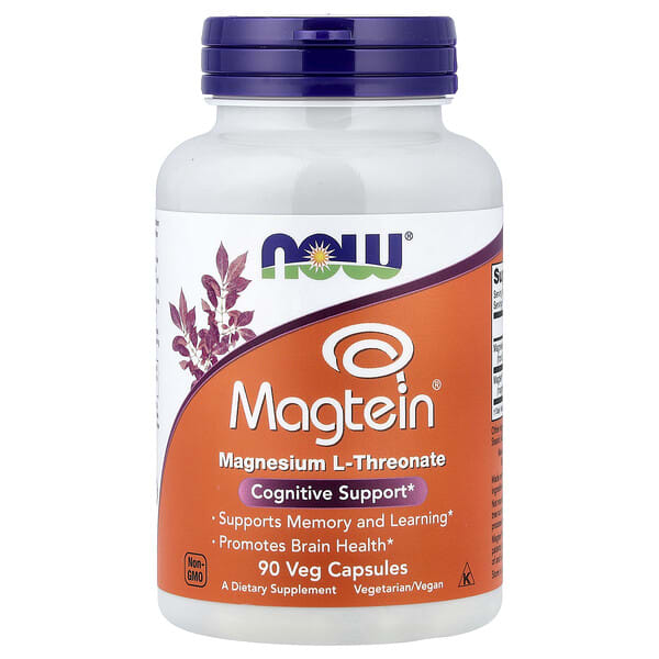 now02390_v_50.jpg Magtein®, магний, 90 растительных капсул — NOW Foods