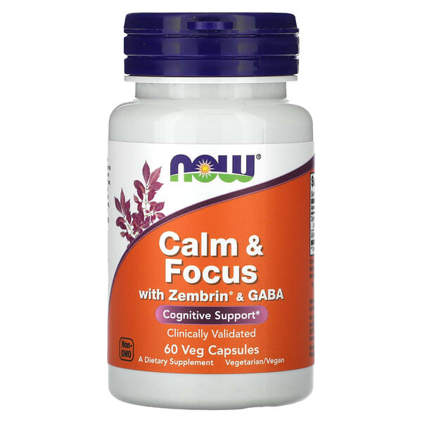 now02396_v_8.jpg Calm & Focus, с зембрином и ГАМК, 60 растительных капсул — NOW Foods