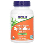 сертифицированная органическая спирулина, 500 мг, 200 таблеток — NOW Foods