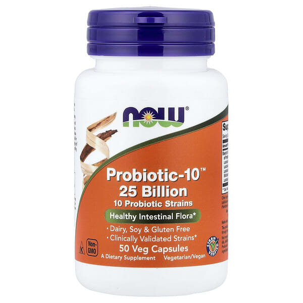 now02926_v_50.jpg Probiotic-10™, 25 млрд, 50 растительных капсул — NOW Foods