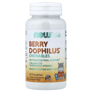 Kids, Berry Dophilus™, 60 жевательных таблеток — NOW Foods