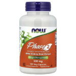 Phase 2®, нейтрализатор крахмала, 500 мг, 120 растительных капсул — NOW Foods