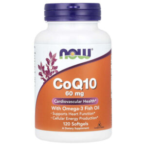 коэнзим Q10 с рыбьим жиром с омега-3, 120 капсул — NOW Foods