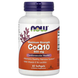 коэнзим Q10 с витамином E и лецитином, 60 капсул — NOW Foods