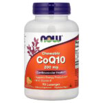 жевательный коэнзим Q10 с витамином E, апельсин, 90 пастилок — NOW Foods